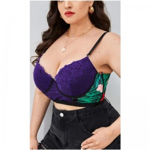 Plus blommig spets underwire bh
