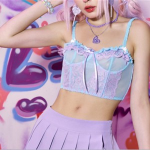 Spets trim korsett topp spetsinsats bustier med bågdetalj